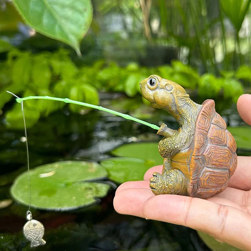 Rope Fishing Turtle Figurine