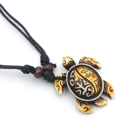 Bone Carved  Turtle Pendant Necklace