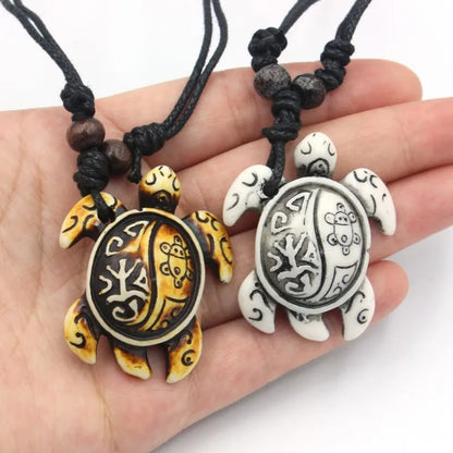 Bone Carved  Turtle Pendant Necklace