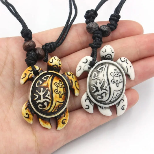 Bone Carved  Turtle Pendant Necklace