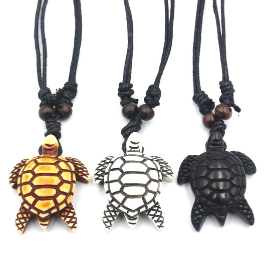 Yak Bone Sea Turtle Pendant Necklace